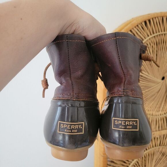 Sperry Topsider Saltwater Waterproof Leather Duck Boot Brown 10M - Picture 3 of 12